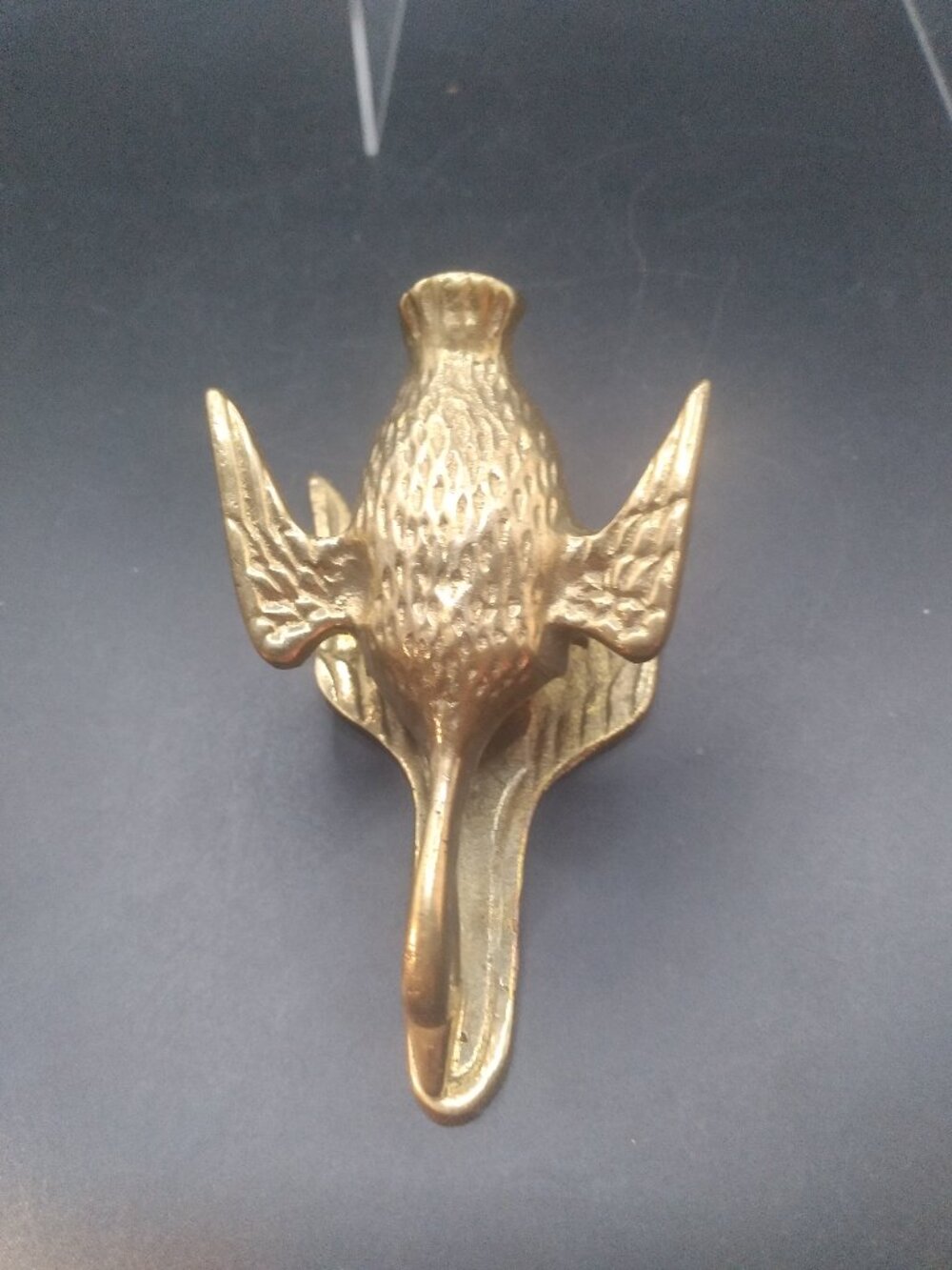 Vintage Brass Goose Duck Paper Clip Letter Mail Holder Desk Wall Mount